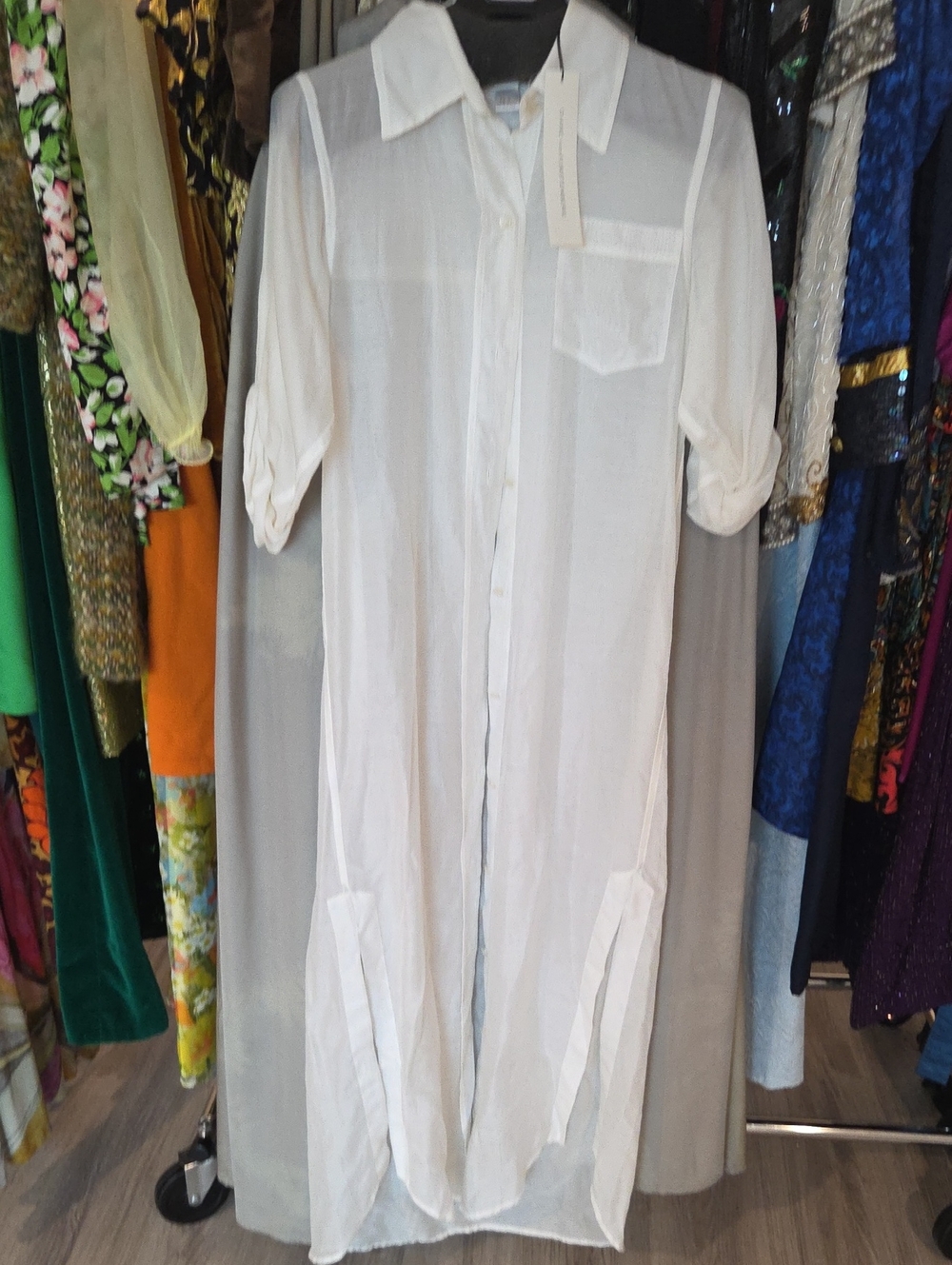 Diane Von Furstenberg White Sheer Button-Up Shirt